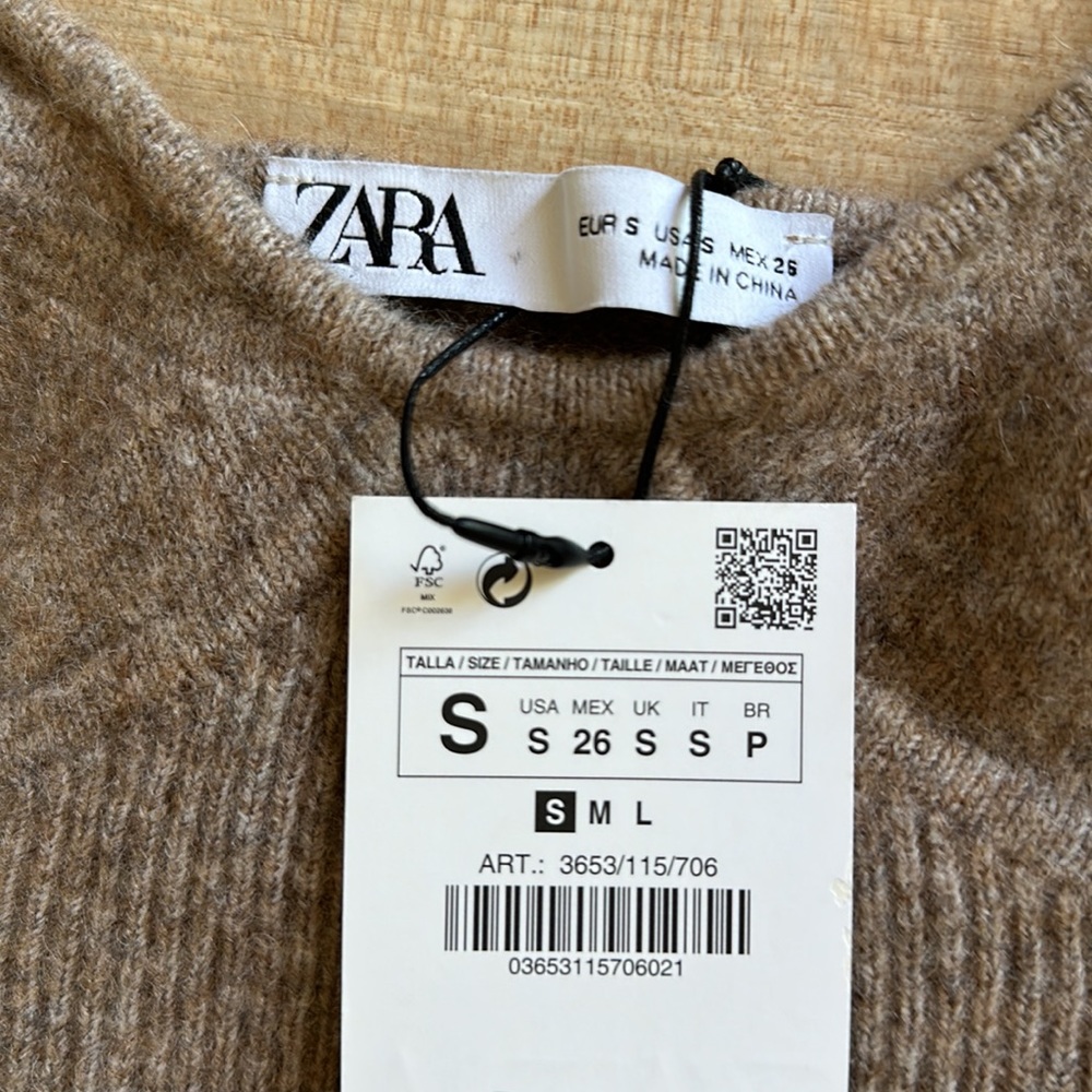 Zara knit brown bra top new with tag size small - Picture 2 of 3
